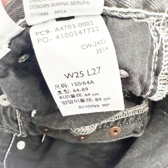 Levi's Ribcage Straight Ankle Gray Black Wash Contrast Stich Denim Jeans Size 25 - Picture 7 of 9